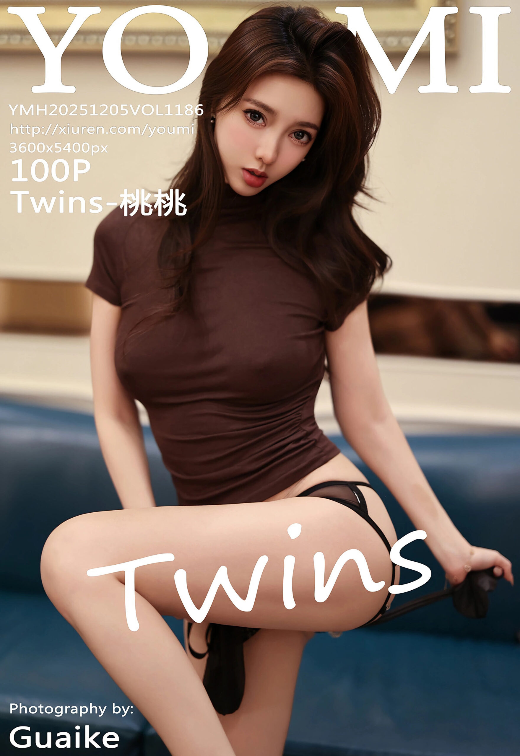 [YOUMI尤蜜荟] VOL.1186 Twins-桃桃 黑色西服 魅惑黑丝 性感写真 [100张]