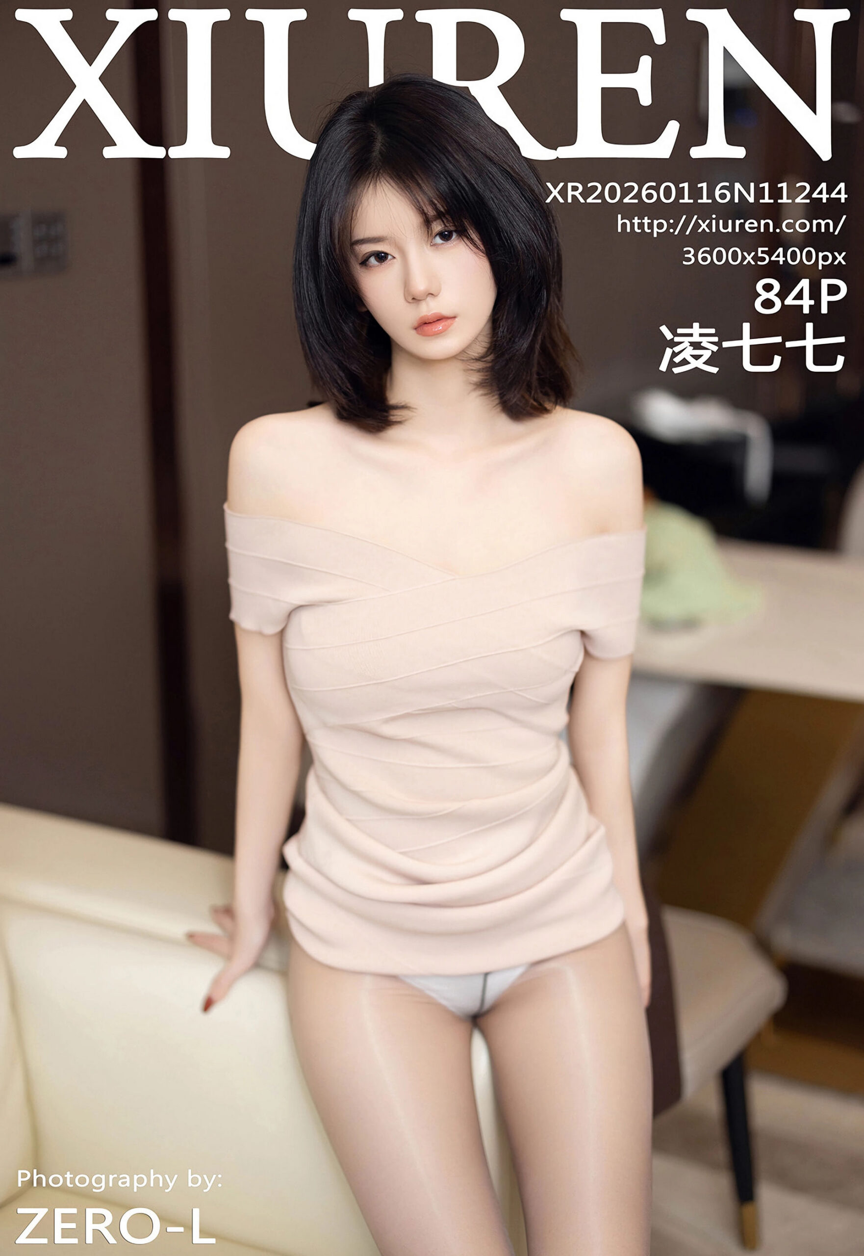 [XiuRen秀人网] No.11244 凌七七 浅色连衣短裙 魅惑黑丝 性感写真 [84张]