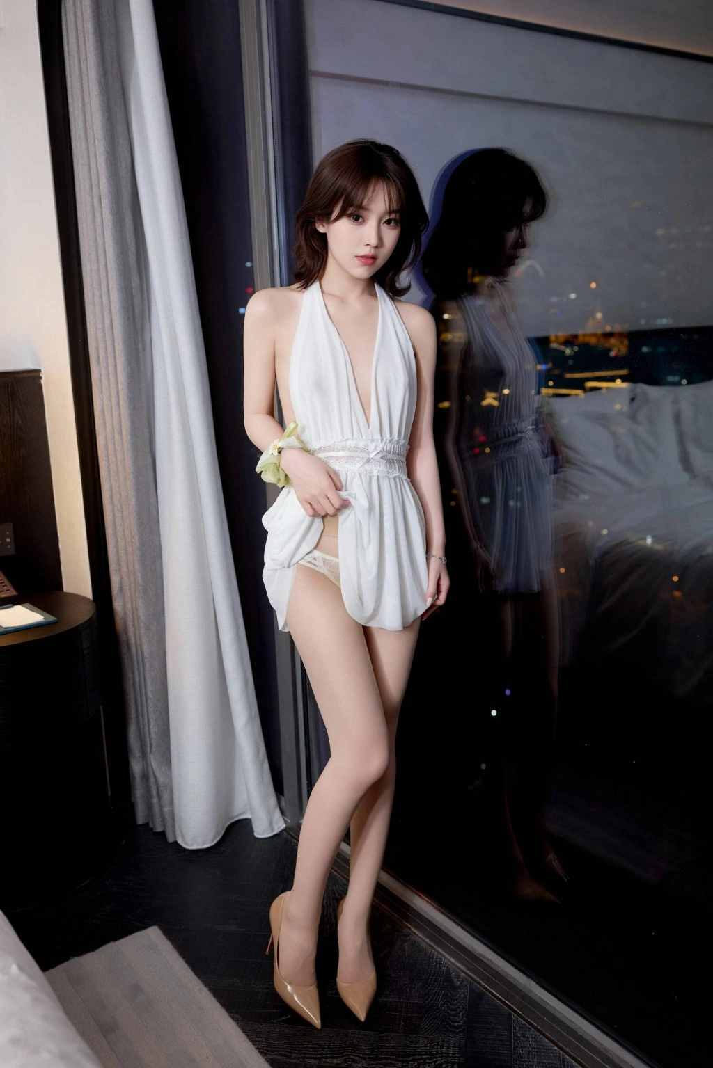 秀人网 汁汁 白色连衣短裙魅惑私拍写真