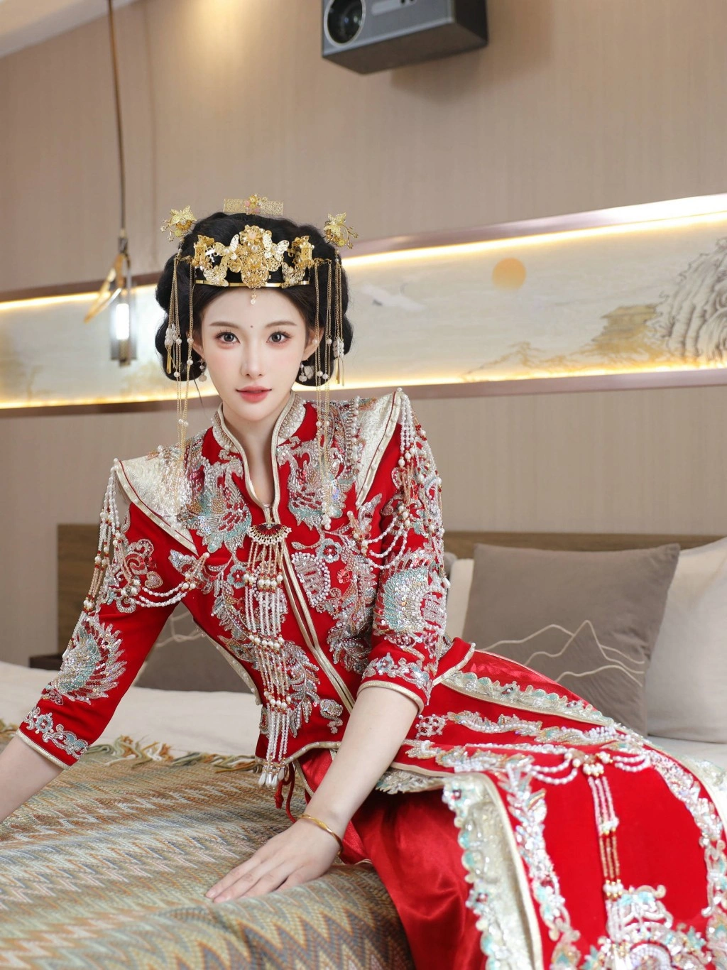 秀人网 梨霜儿 撩人私房写真 喜庆秀禾新娘造型