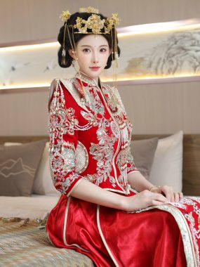 秀人网 梨霜儿 撩人私房写真 喜庆秀禾新娘造型