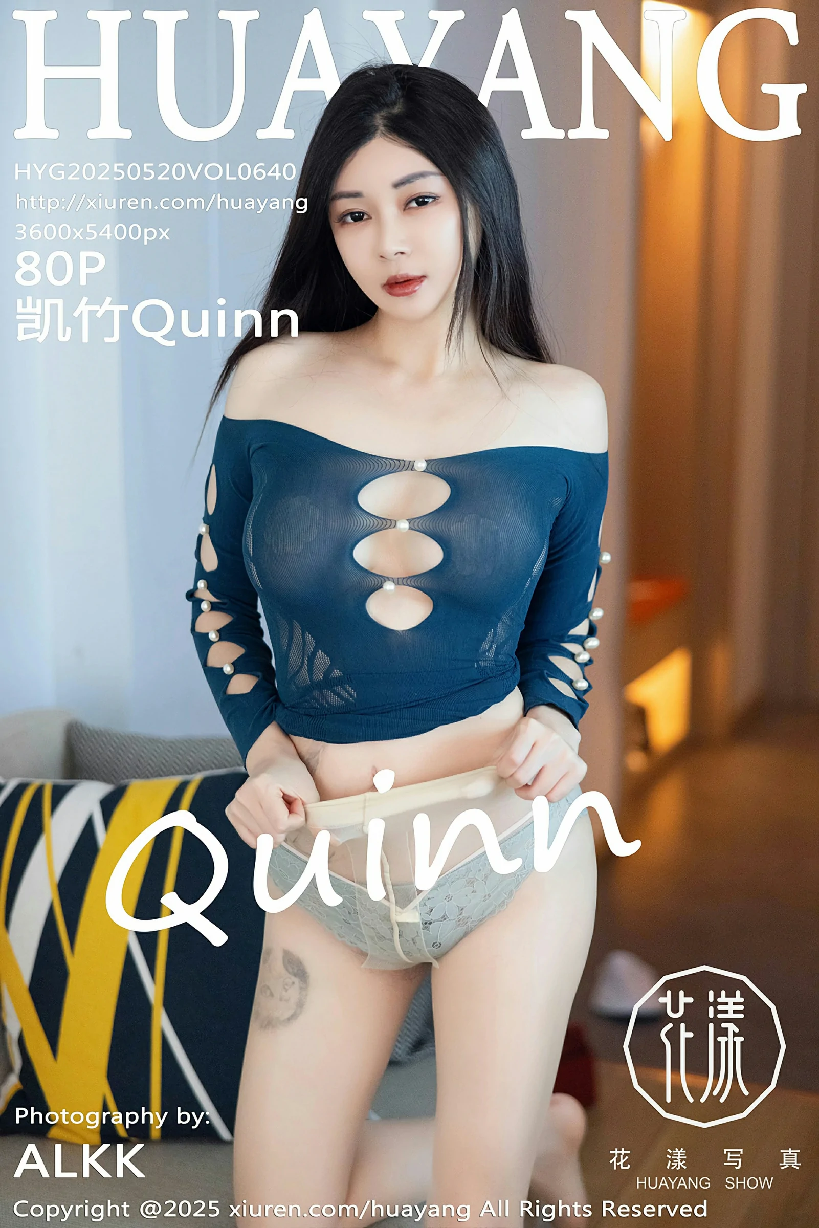 [HuaYang花漾写真] VOL.640 凯竹Quinn 蓝色连衣短裙 原色丝袜 性感写真 [68张]