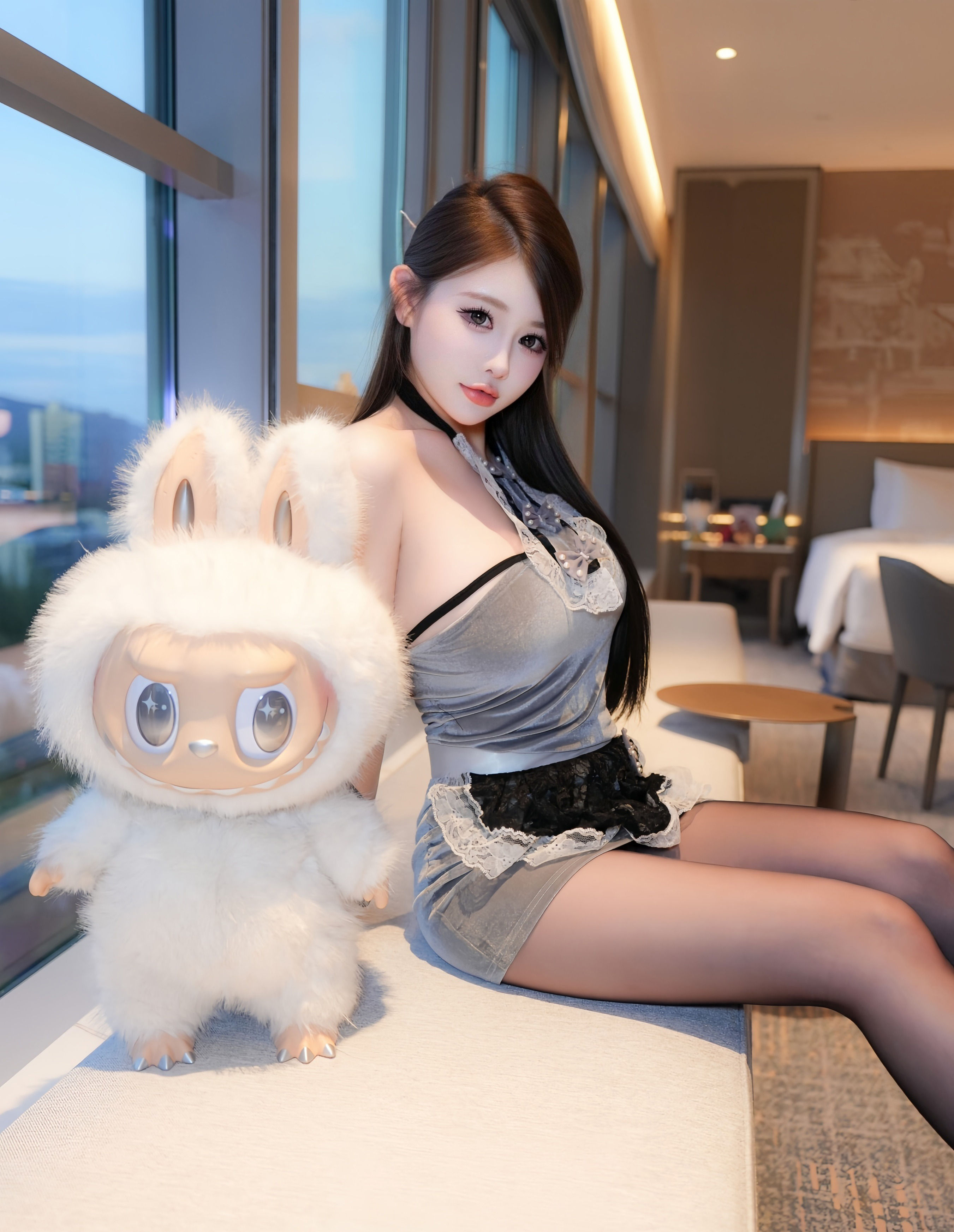 [XiuRen秀人网] No.10884 甜妮 灰色短裙 魅惑黑丝 性感写真 [60张]