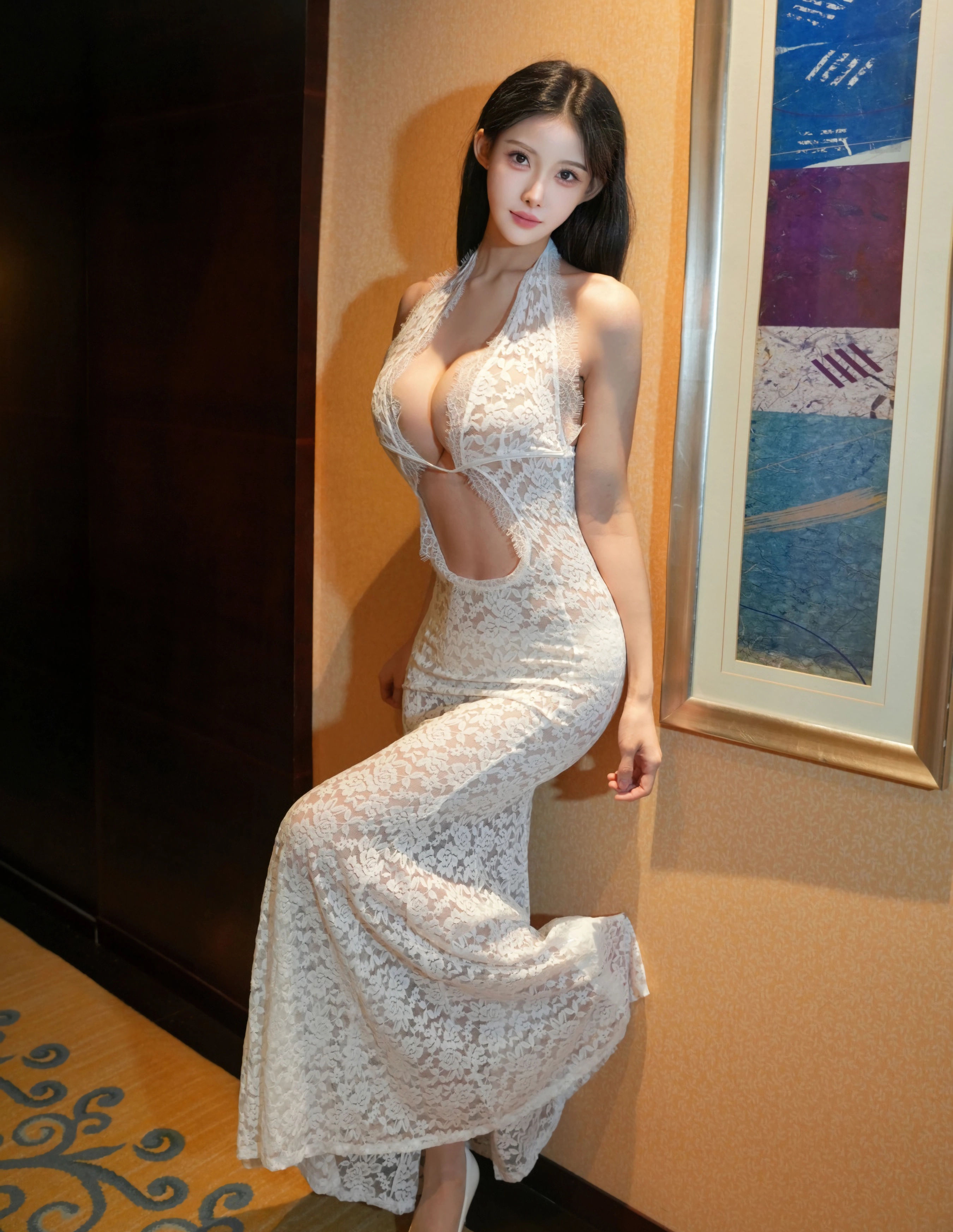 [XiuRen秀人网] No.10915 梨霜儿 白色蕾丝长裙 性感写真 [73张]插图1