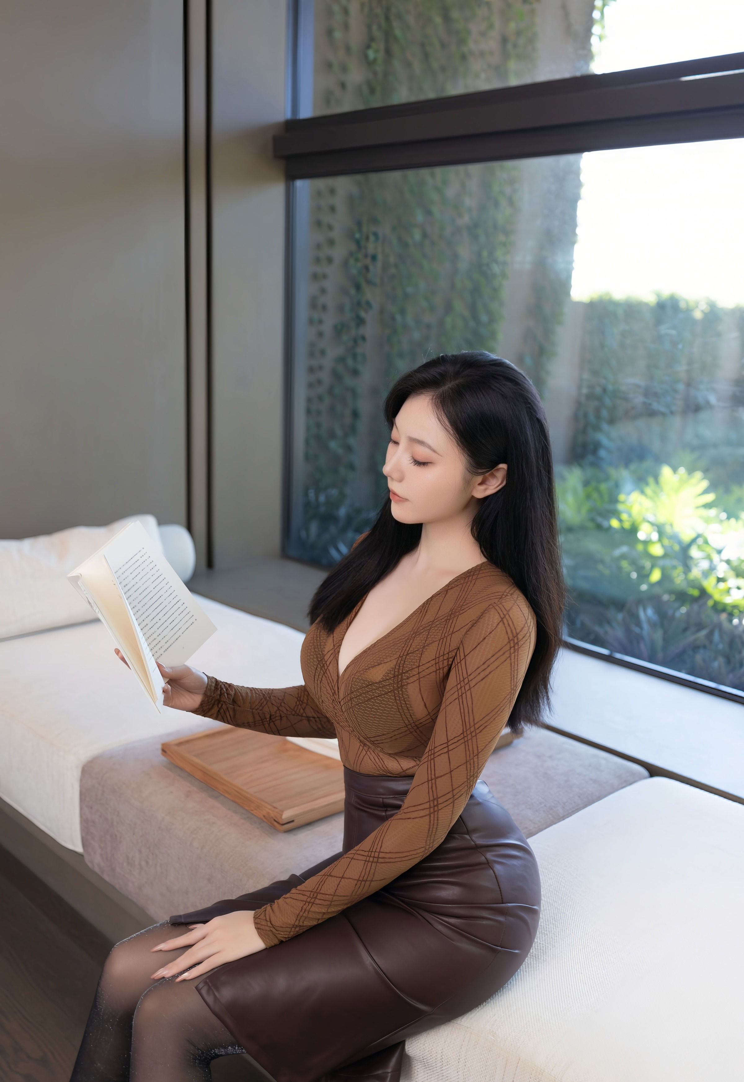 [XiuRen秀人网] No.10947 安然anran 棕色皮裙 魅惑黑丝 性感写真 [78张]插图