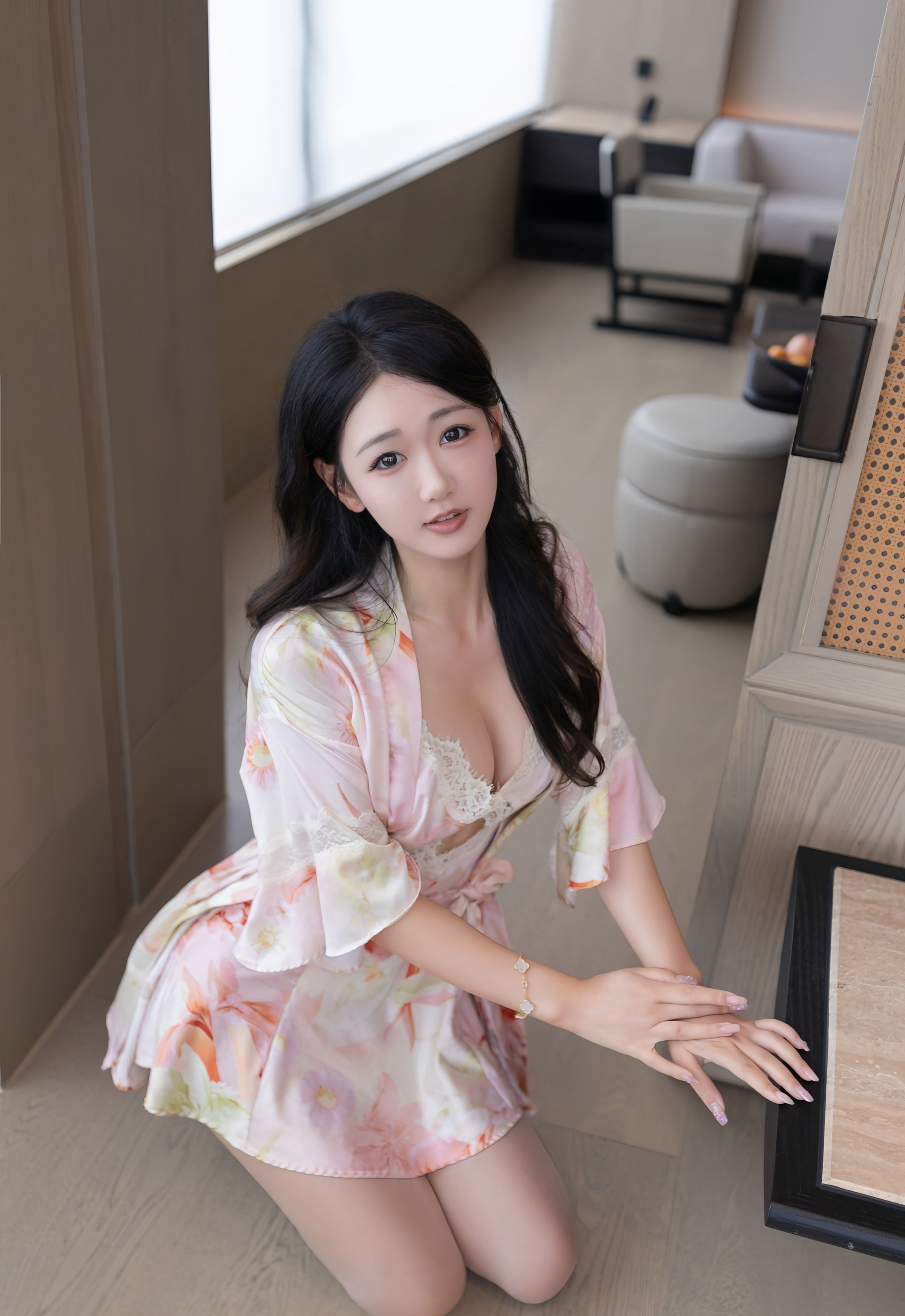 [XiuRen秀人网] No.10970 唐安琪 粉色睡袍 诱人肉色丝袜 性感写真 [76张]插图1