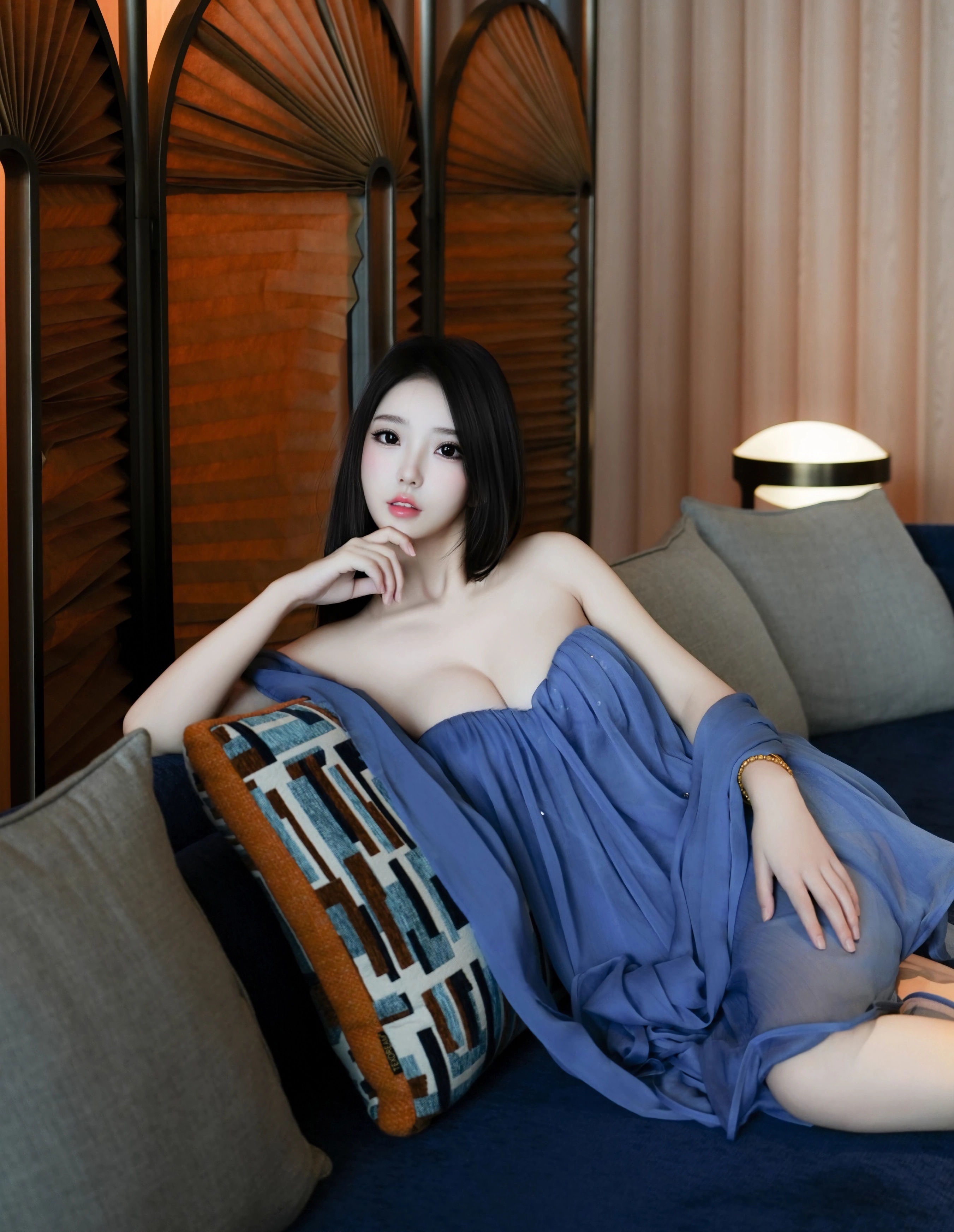 [XiuRen秀人网] No.10988 烧烧小桃 蓝色连衣短裙 性感写真 [52张]插图1