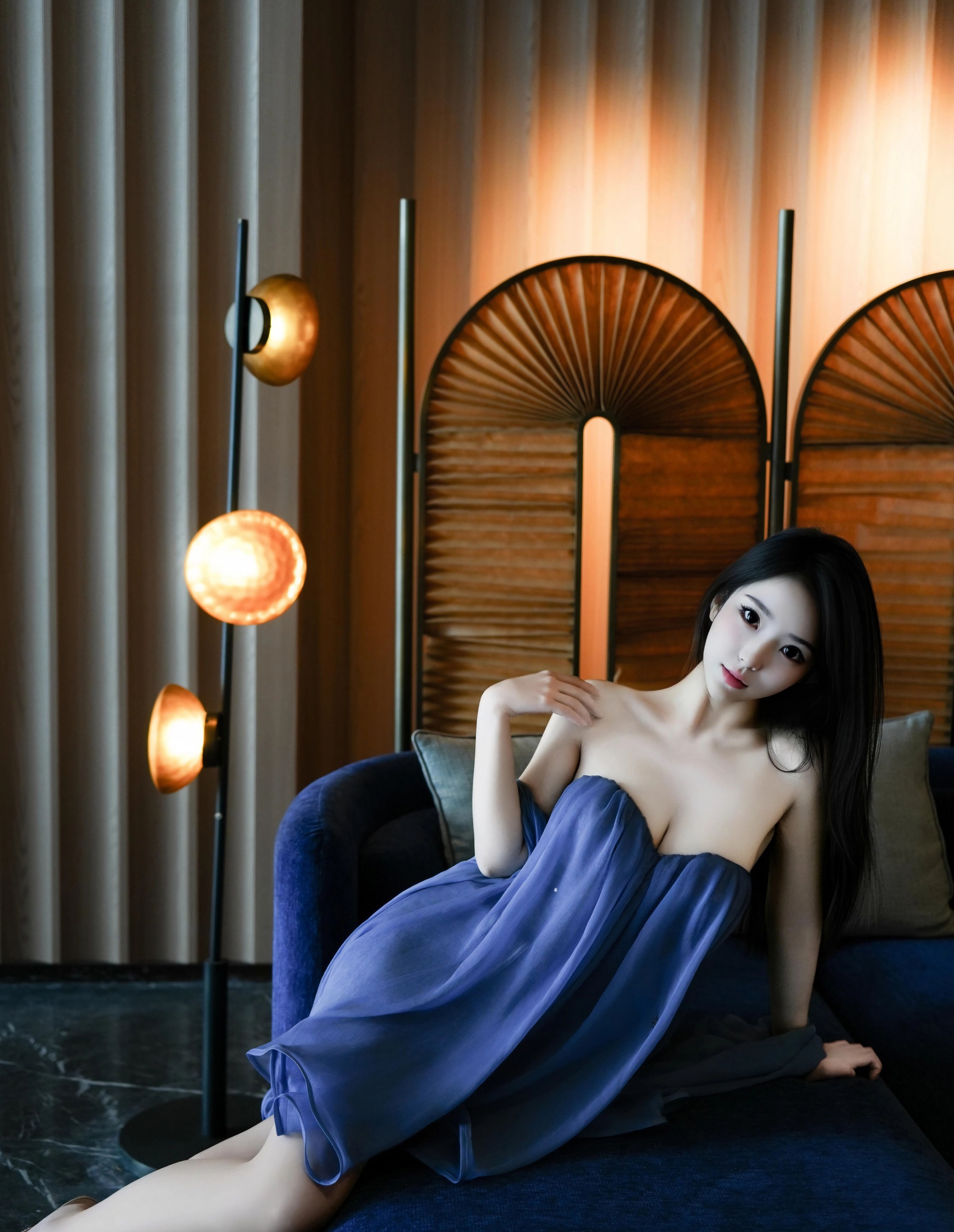 [XiuRen秀人网] No.10988 烧烧小桃 蓝色连衣短裙 性感写真 [52张]插图1