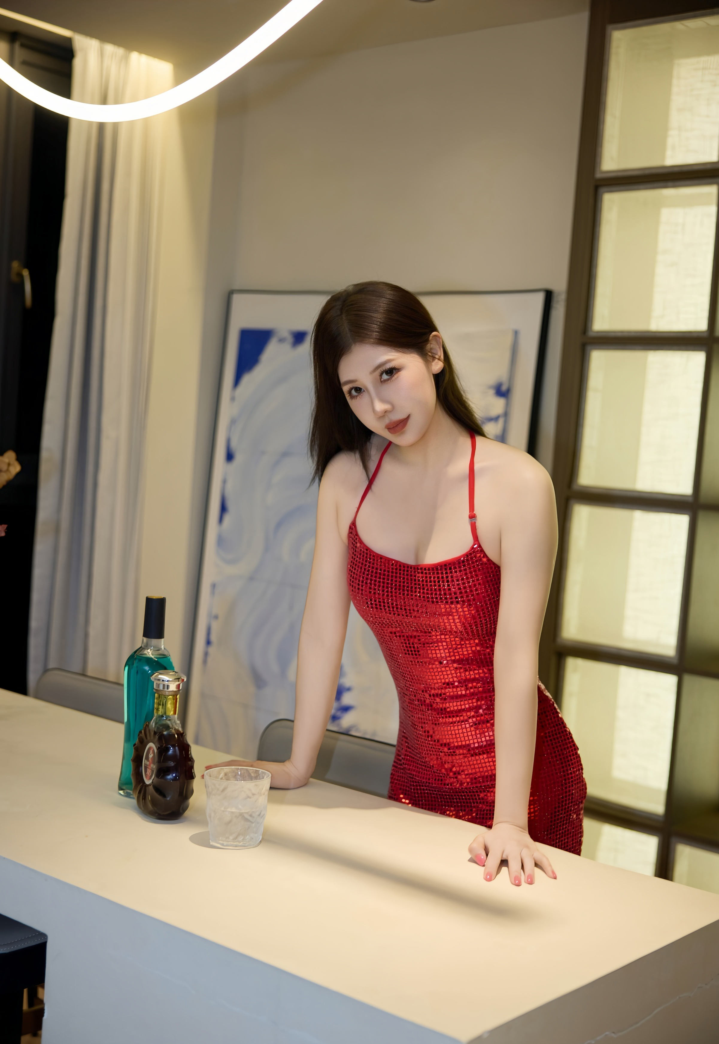 [XiuRen秀人网] No.11031 尹甜甜sunny 红色吊带 白色丝袜 性感写真 [52张]插图1