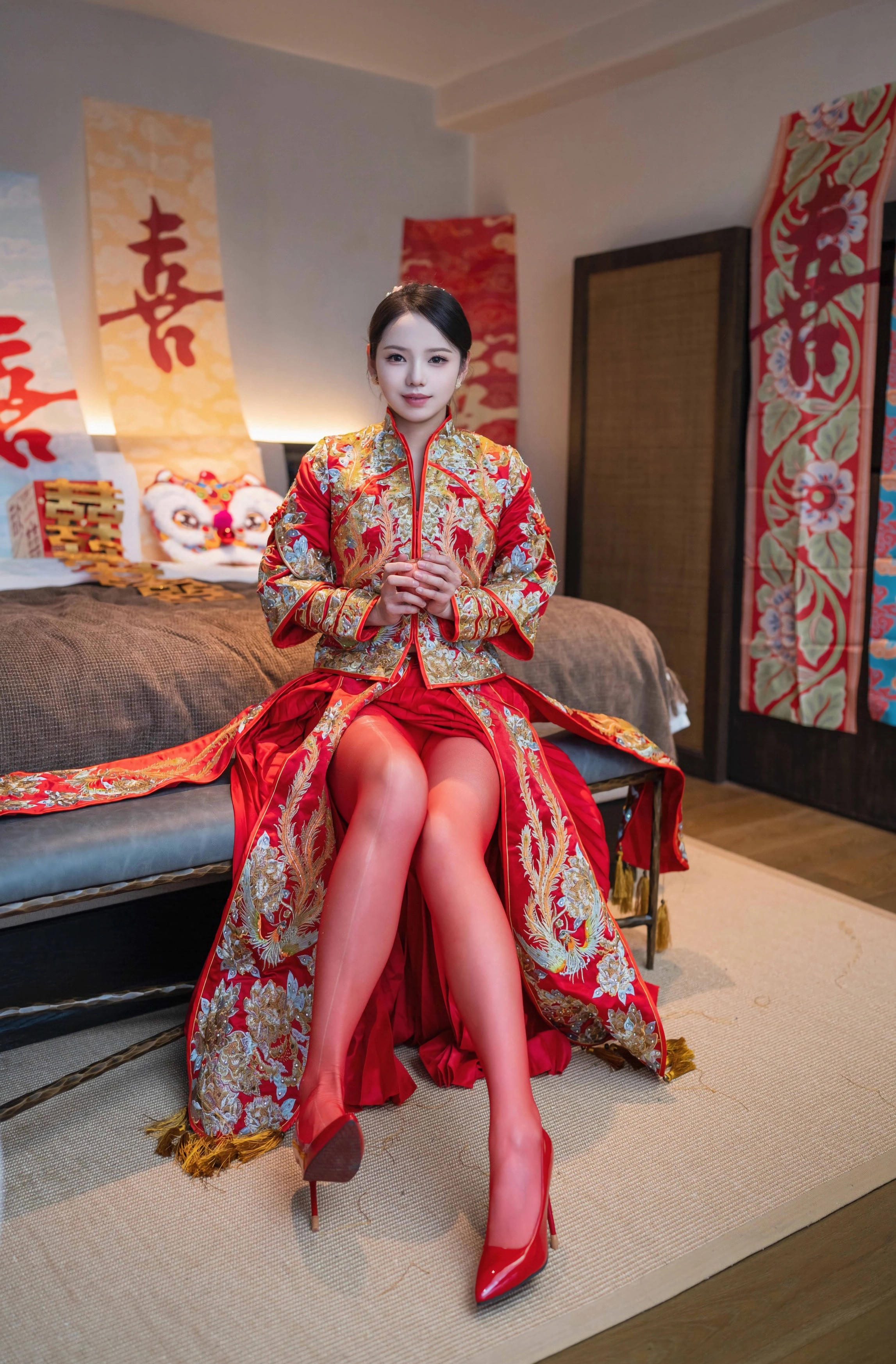 [XINGYAN星颜社] VOL.438 大美妞儿 红色新娘服饰 性感写真 [61张]插图1