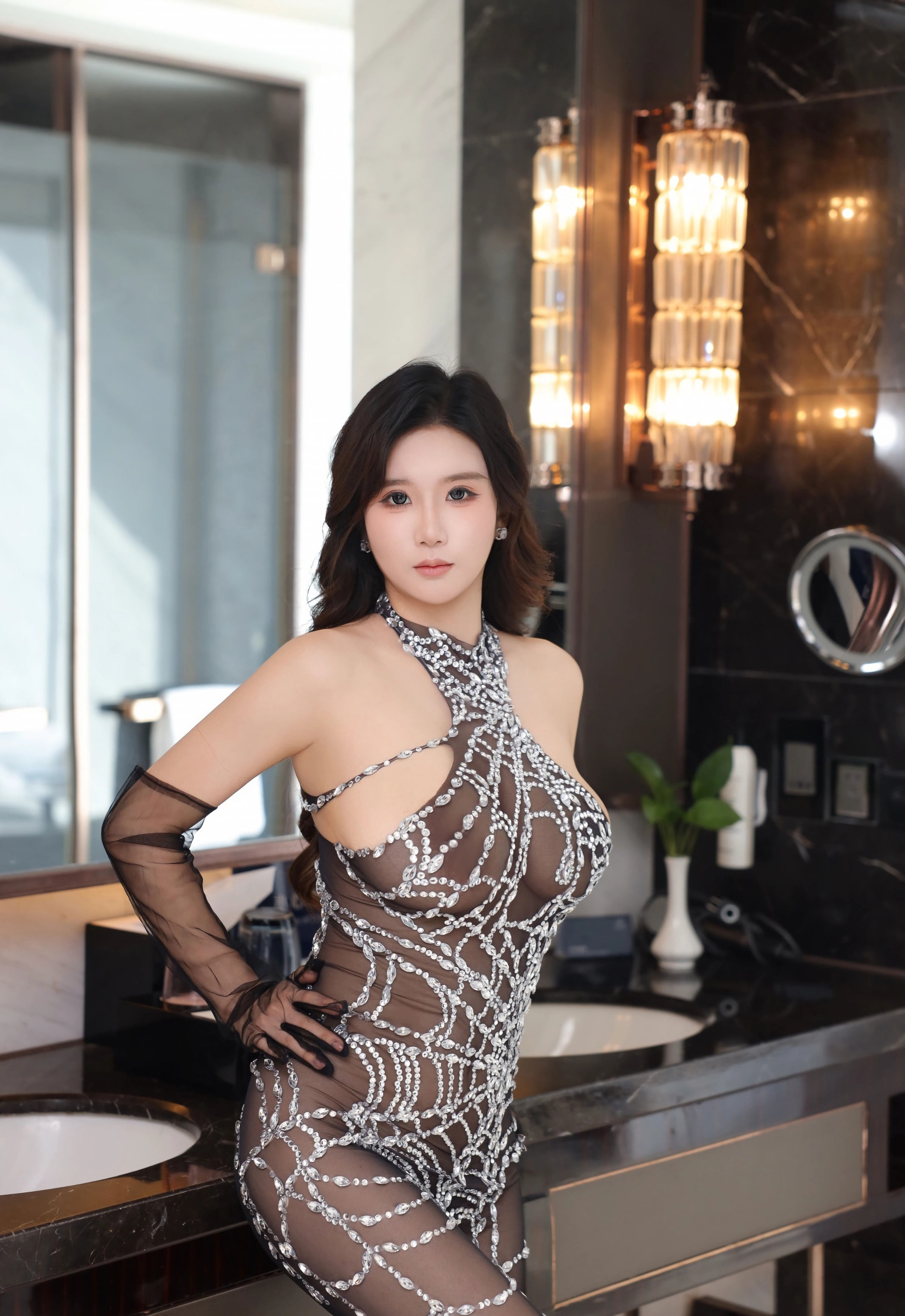 [XiuRen秀人网] No.11076 小肉肉咪 黑色连体丝袜 性感写真 [75张]插图