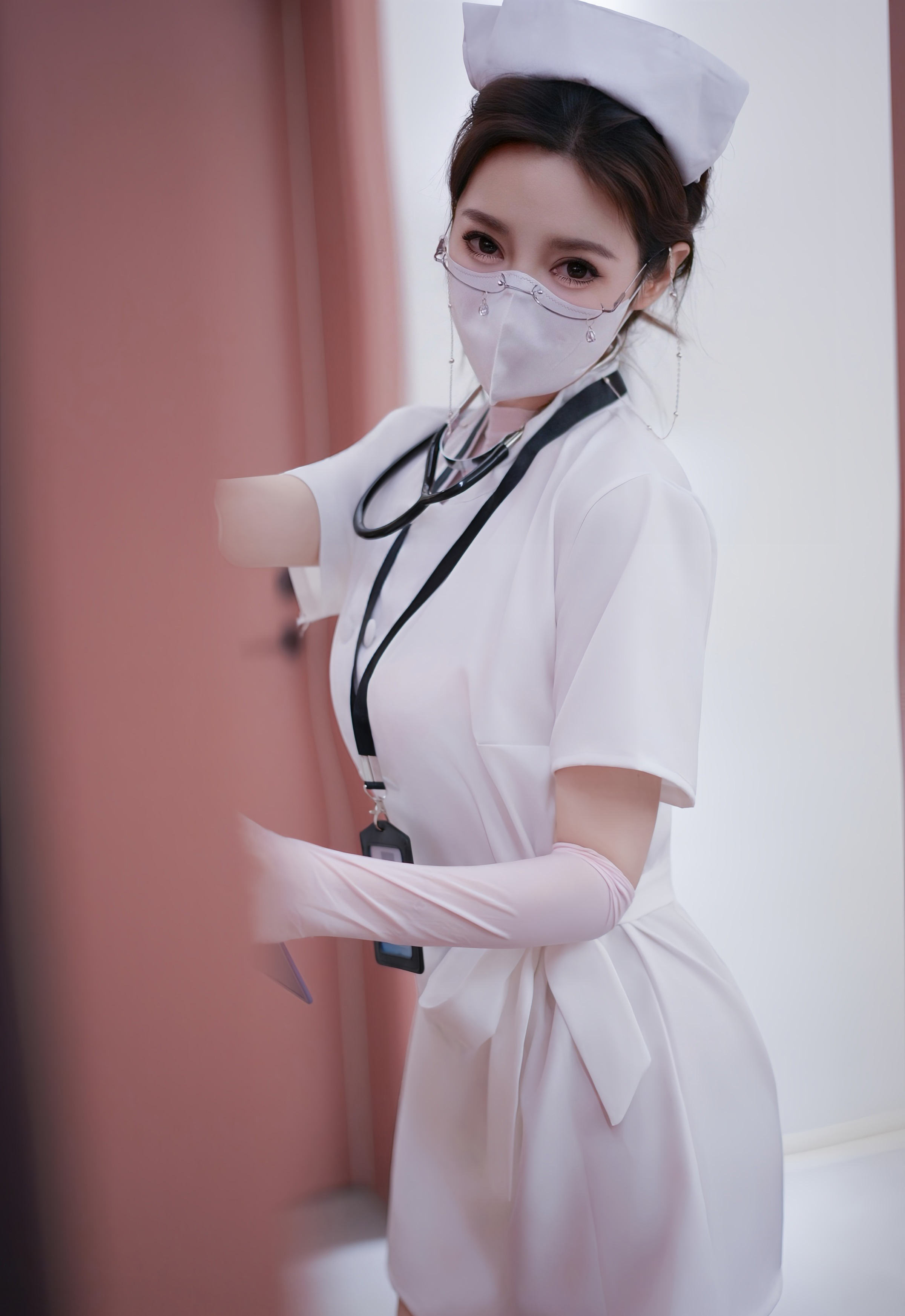 [XiuRen秀人网] No.11099 Twins-桃桃 白色护士服 白色服 性感写真 [78张]插图1