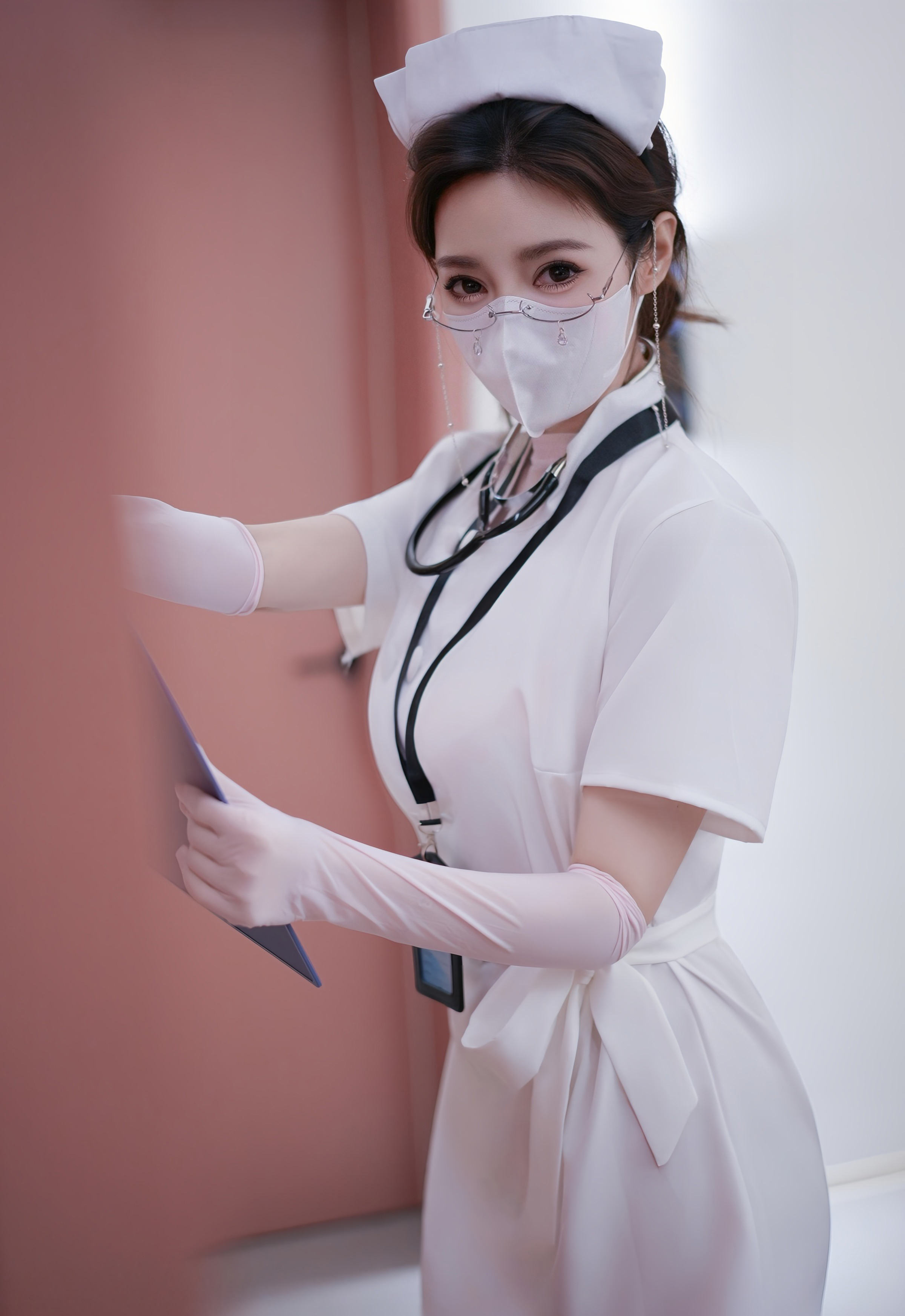 [XiuRen秀人网] No.11099 Twins-桃桃 白色护士服 白色服 性感写真 [78张]插图1