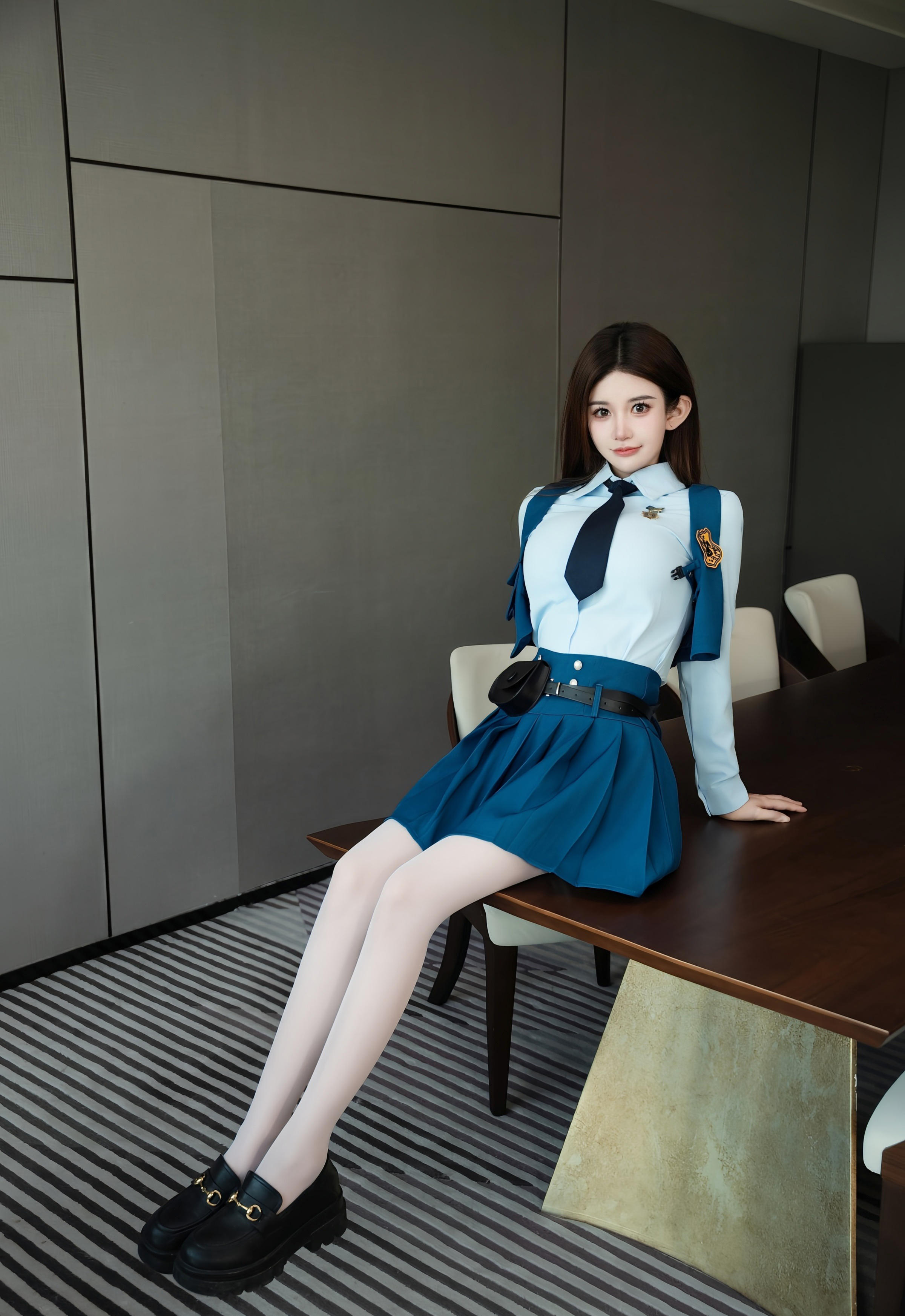 [XiuRen秀人网] No.11141 苏甜橙子 JK制服 白色丝袜 性感写真 [50张]插图1