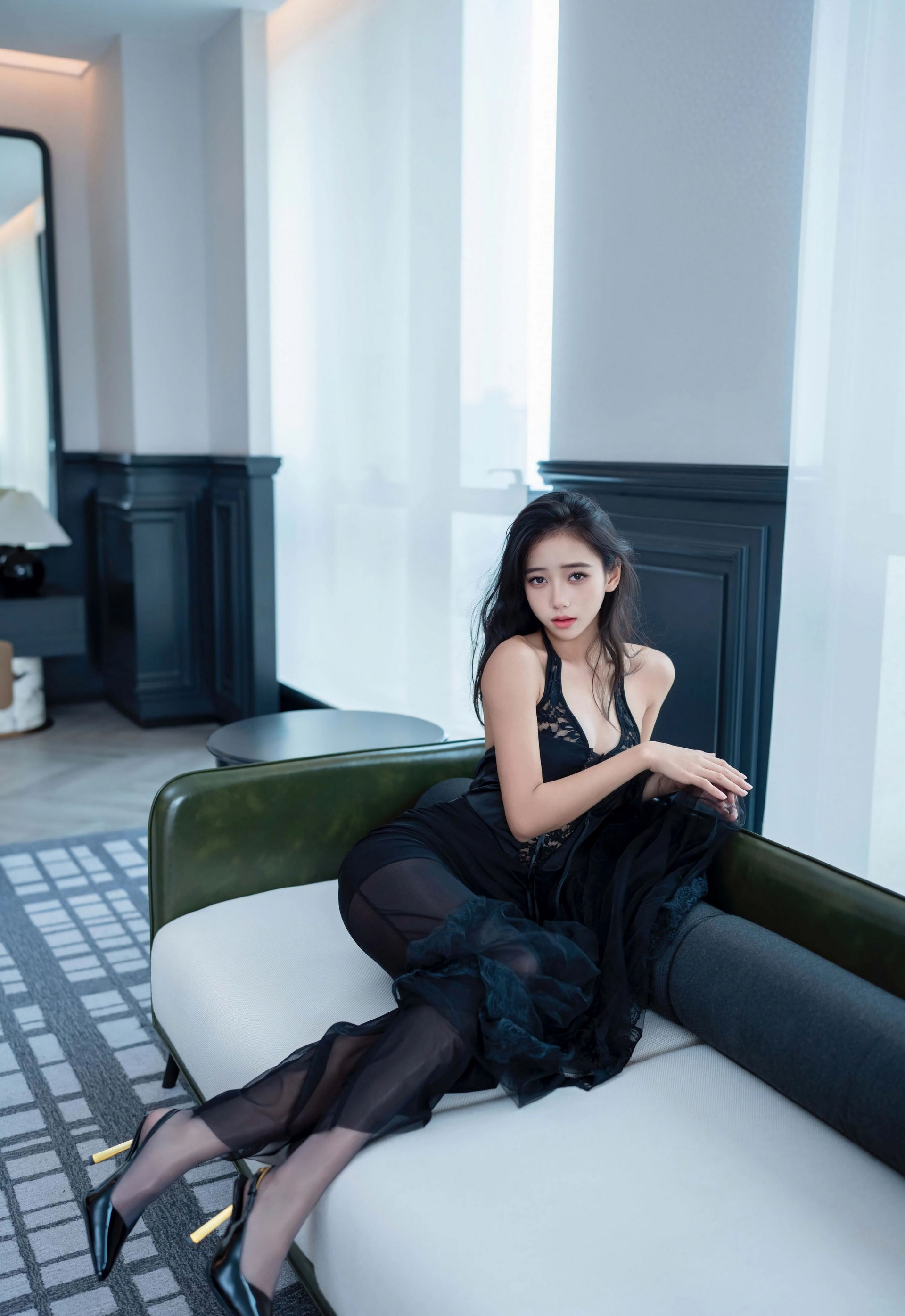 [XINGYAN星颜社] VOL.451 时安安 黑色连衣裙 魅惑黑丝 性感写真 [76张]插图1