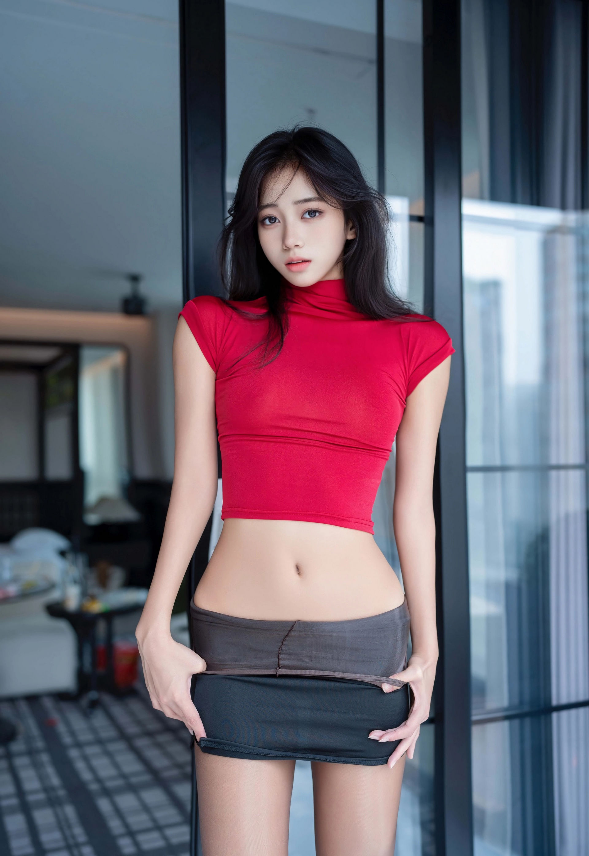 [XINGYAN星颜社] VOL.455 时安安 红色T恤 魅惑黑丝 性感写真 [76张]插图