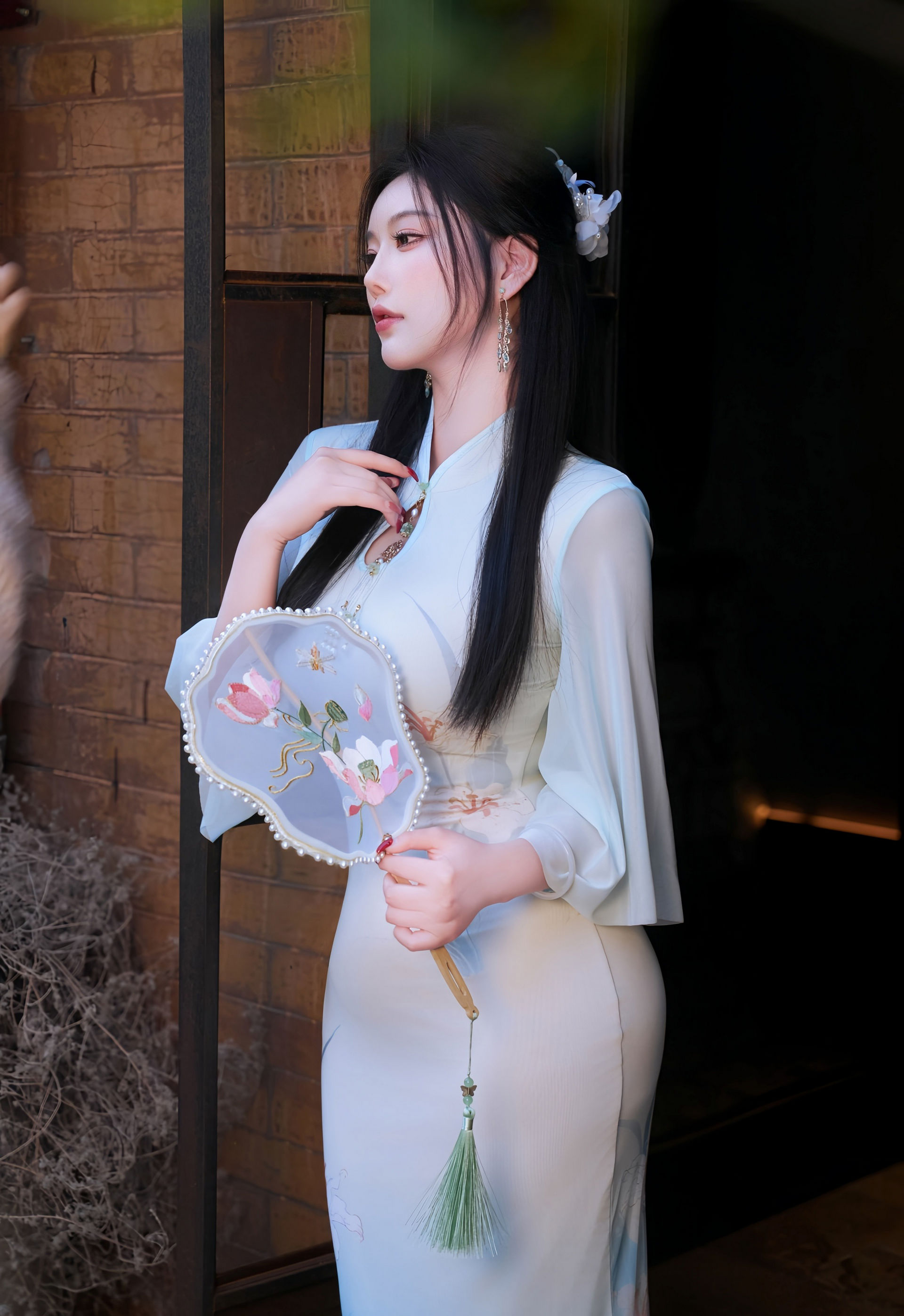 [XiuRen秀人网] No.11258 杨晨晨 蓝色古风服饰 魅惑黑丝 性感写真 [72张]插图