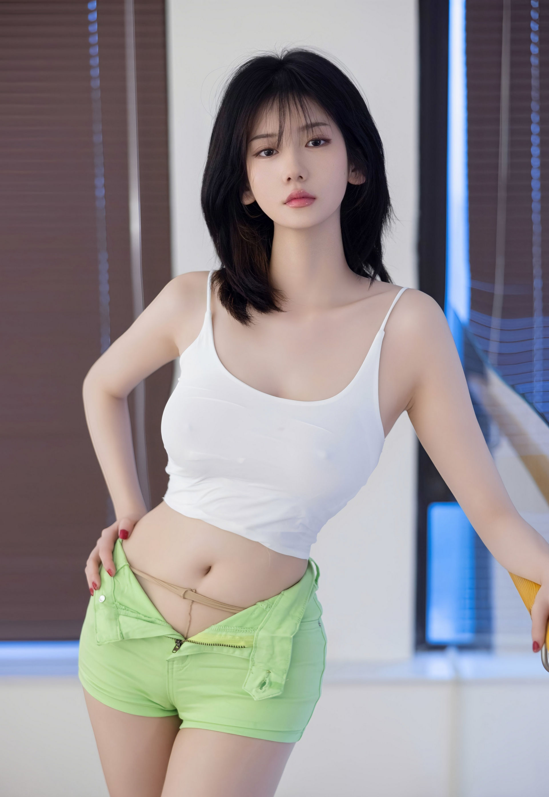 [XiuRen秀人网] No.11273 凌七七 浅绿色连衣短裤 灰色丝袜 性感写真 [85张]插图1