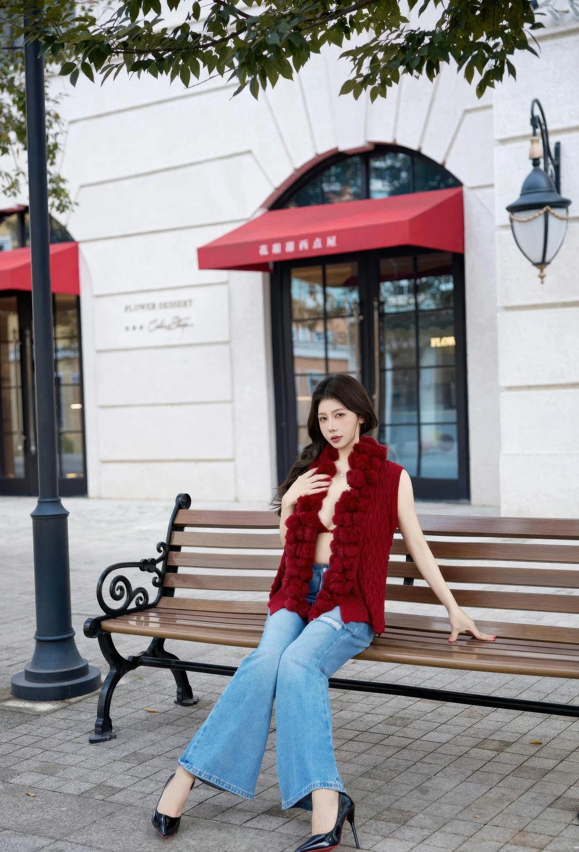 [XiuRen秀人网] No.11293 尹甜甜 红色毛衣 蓝色牛仔裤 性感写真 [76张]插图