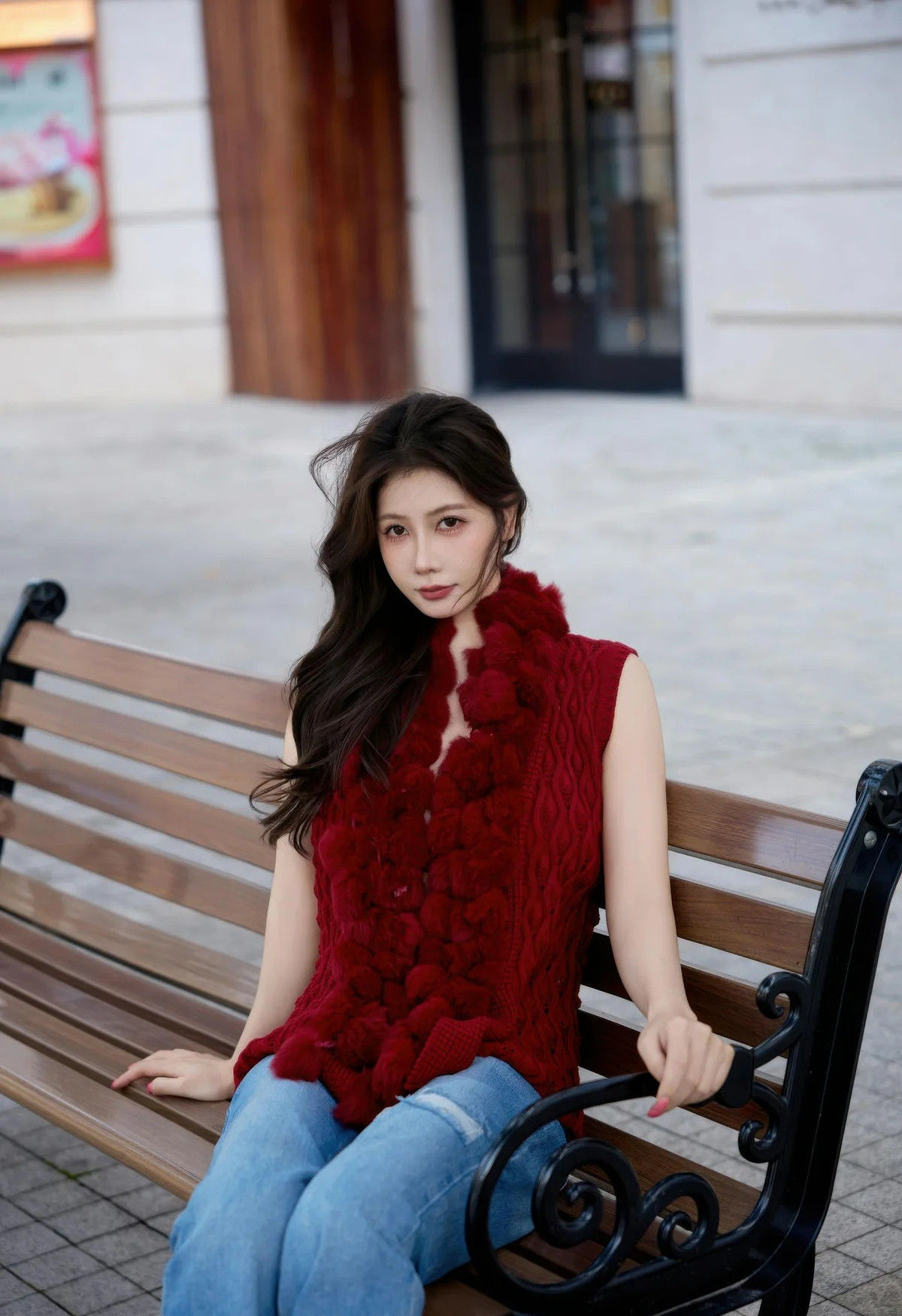 [XiuRen秀人网] No.11293 尹甜甜 红色毛衣 蓝色牛仔裤 性感写真 [76张]插图