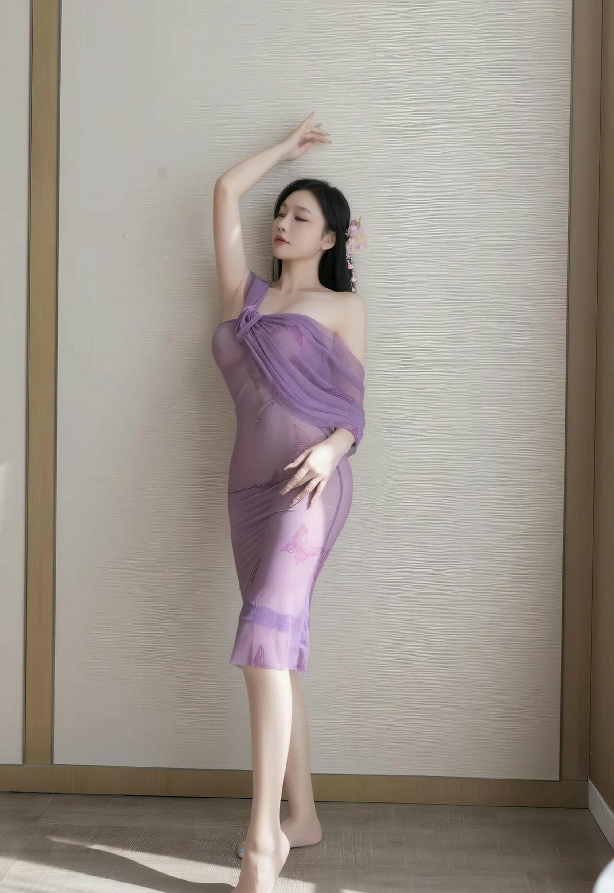 [XiuRen秀人网] No.11312 安然anran 紫色连衣裙 诱人肉色丝袜 性感写真 [78张]插图