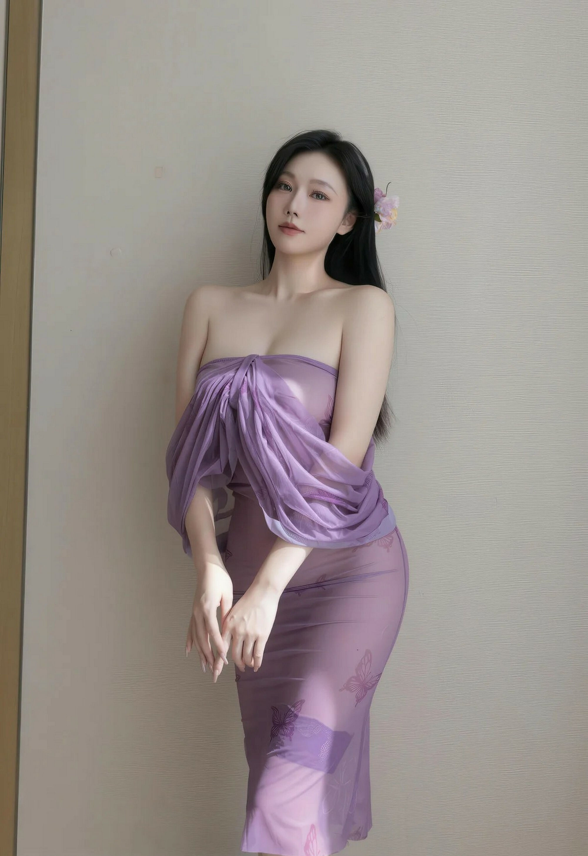 [XiuRen秀人网] No.11312 安然anran 紫色连衣裙 诱人肉色丝袜 性感写真 [78张]插图