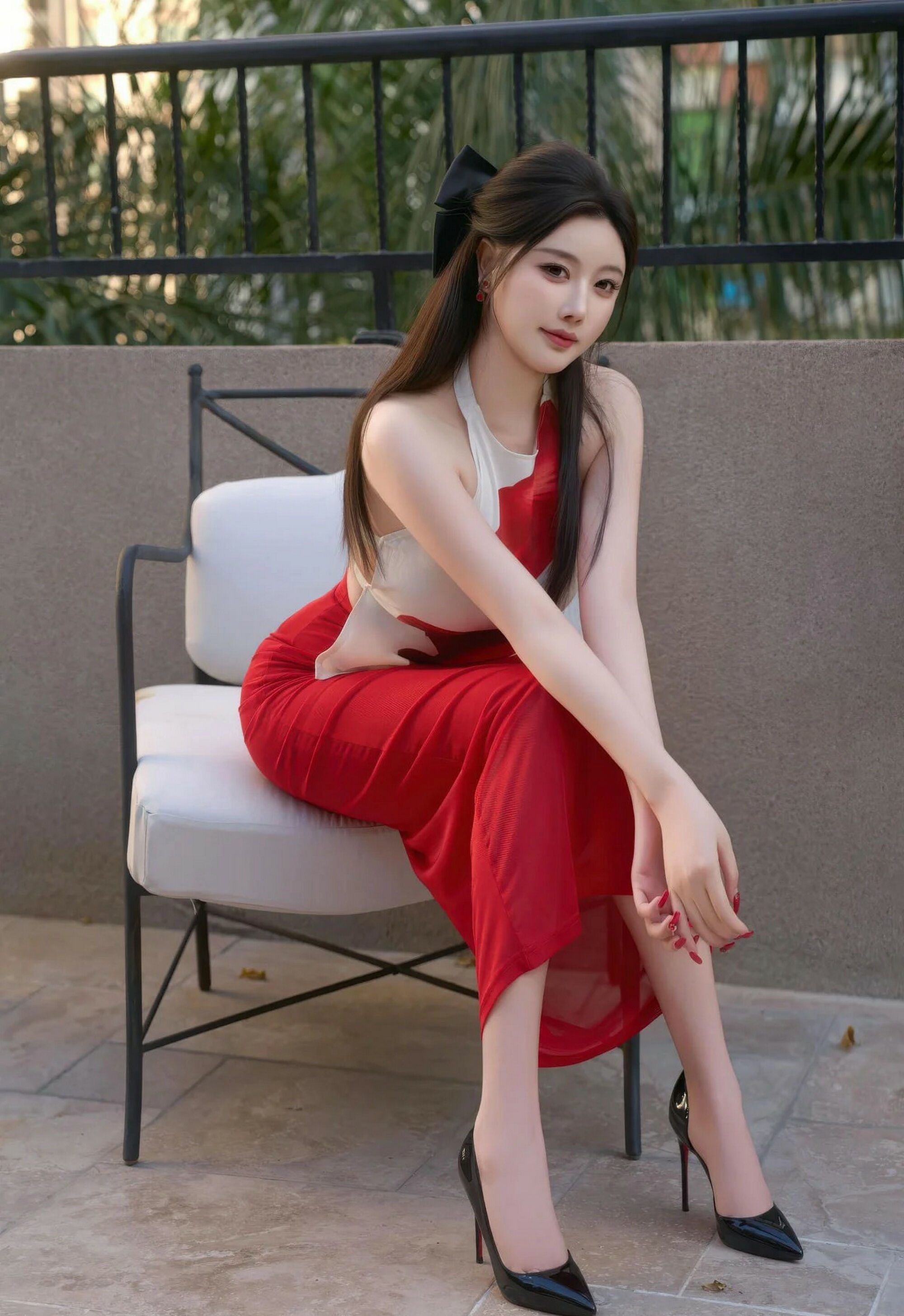 [XiuRen秀人网] No.11319 杨晨晨 红色长裙 红色丝袜 性感写真 [72张]插图1